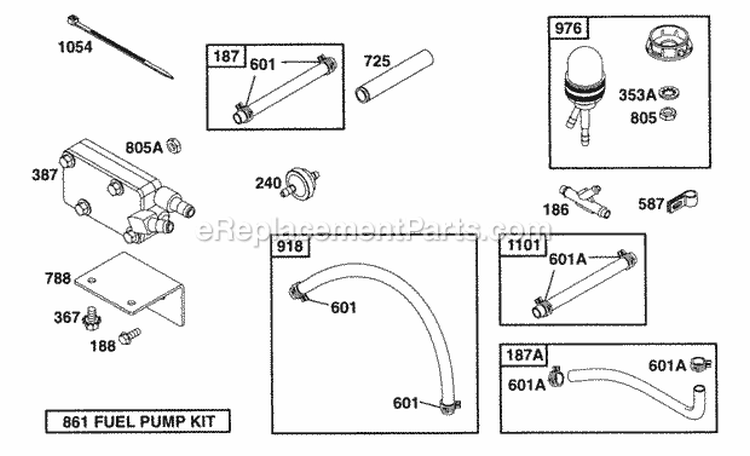 Fuel Pump Grp Diagram and Parts List for 252416-0734-01  Briggs and Stratton Engine